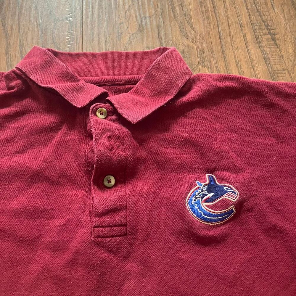 Nhl Men's Burgundy and Red Polo-shirts
